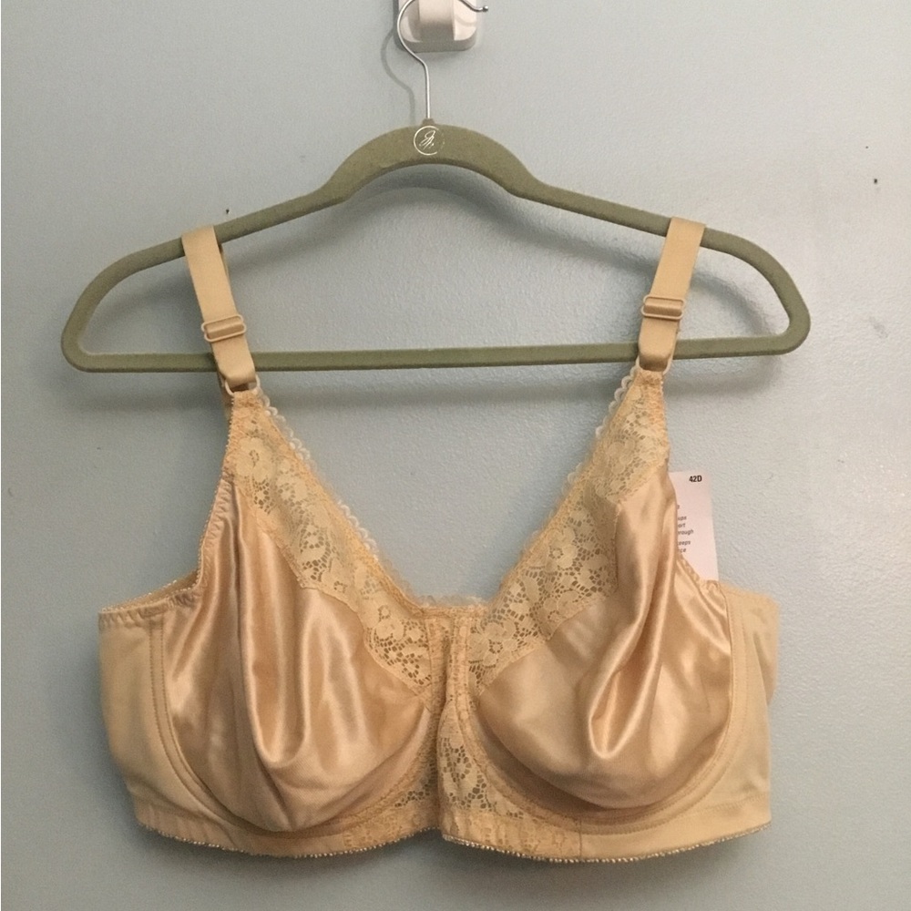 UNDERSCORE Satin Lace-Trim Full Coverage Bra - natural